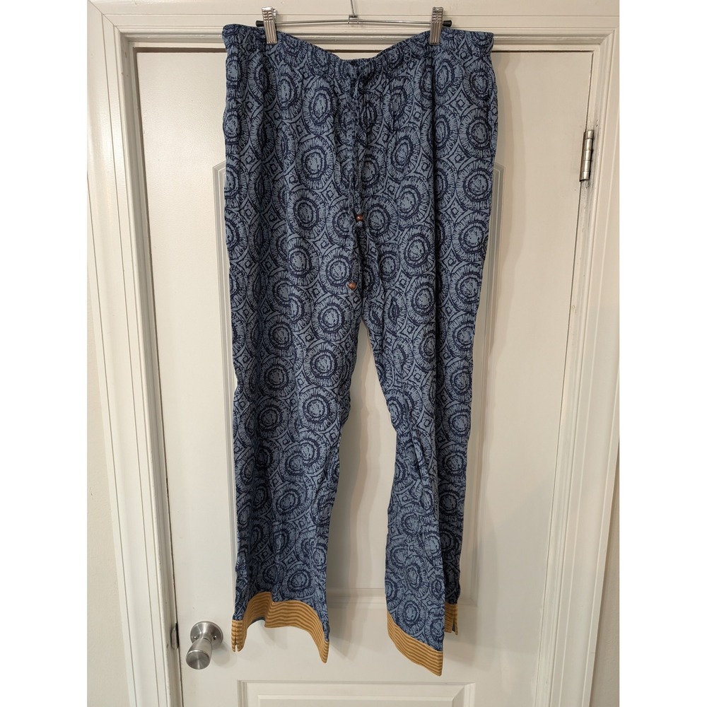 Sudara Punjammies Blue Medallion Print Rayon Lounge Pajama Pants Womens XXL